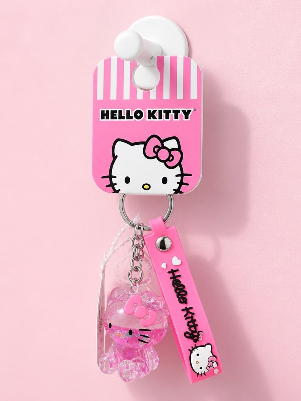Hello Kitty Pink Keychain Charm with Wrist Strap Sanrio